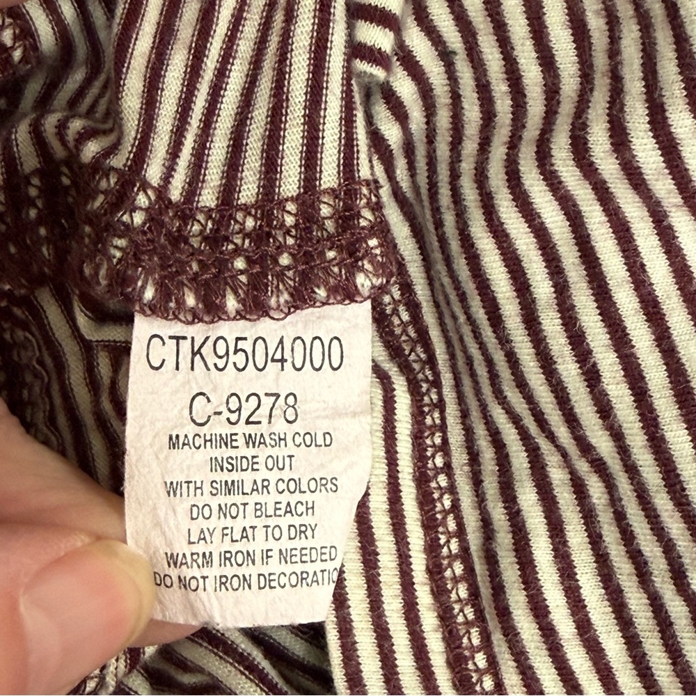 Cruel Girl Striped Henley Studded Western Top Medium Burgundy Cream - Picture 11 of 12